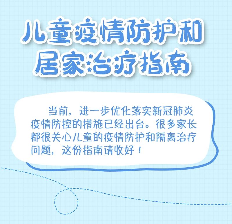 转需！儿童疫情防护和居家治疗指南来了